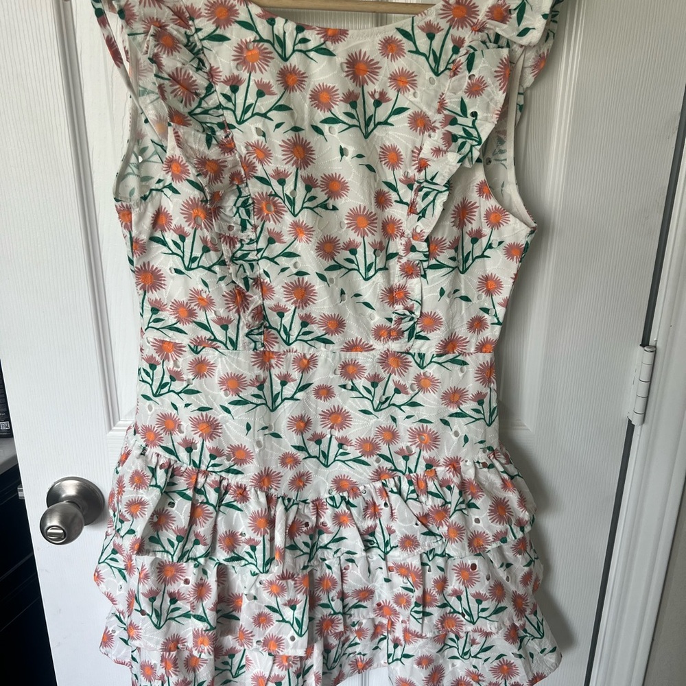 Petal & Pup Floral Mini Dress in White and Orange